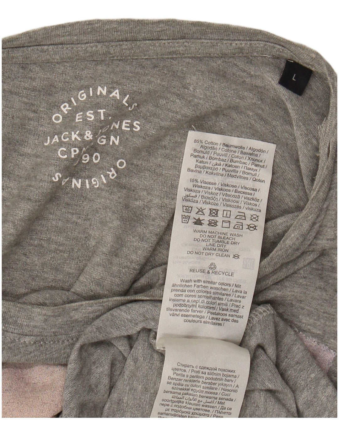 JACK & JONES Tricou grafic pentru bărbați Top mare, gri, bumbac cu pete