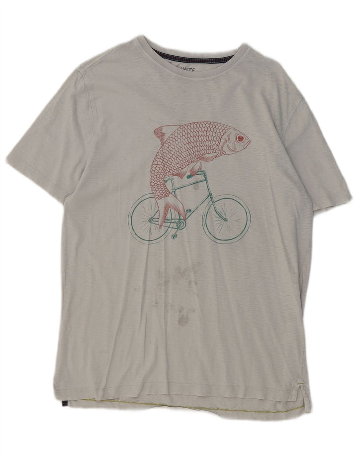 White Stuff Tricou grafic pentru bărbați Top Medium Gri Bumbac