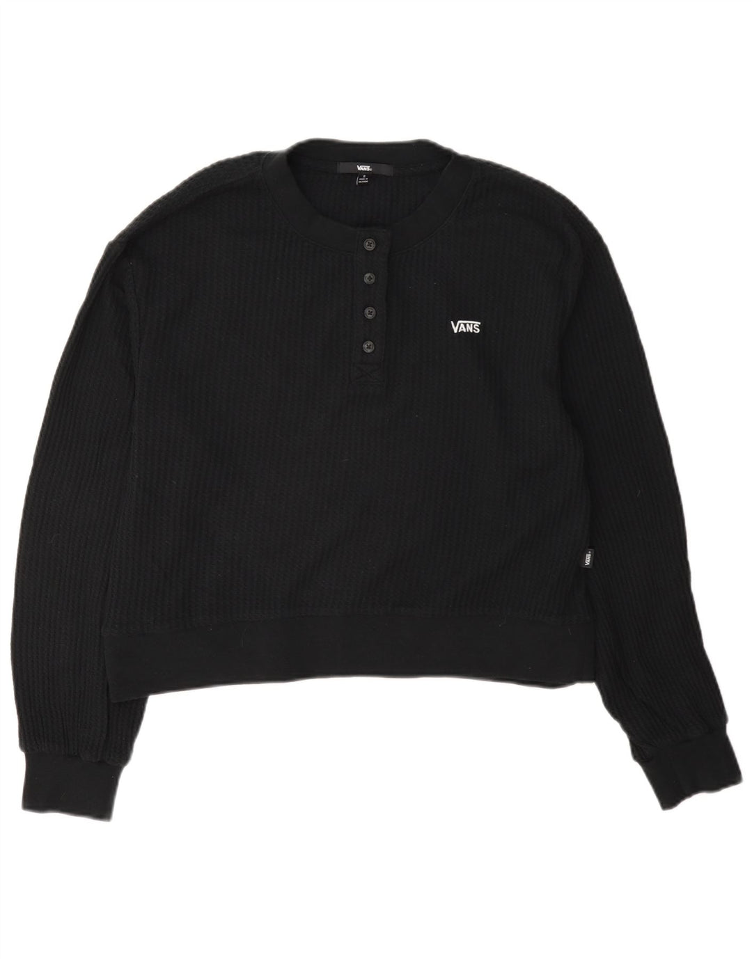 Pulover Vans pentru femei, supradimensionat, cu decolteu cu nasturi, mic, negru