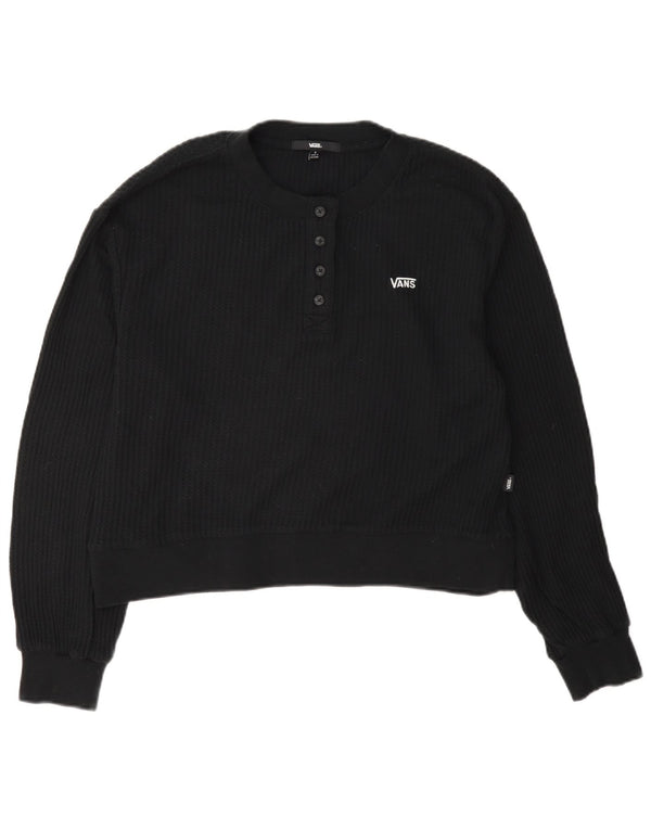 Pulover Vans pentru femei, supradimensionat, cu decolteu cu nasturi, mic, negru