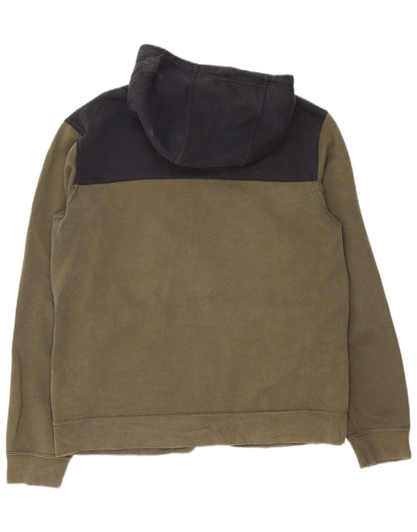 Nike Mens Zip Hoodie Sweater Large Khaki Colourblock Cotton