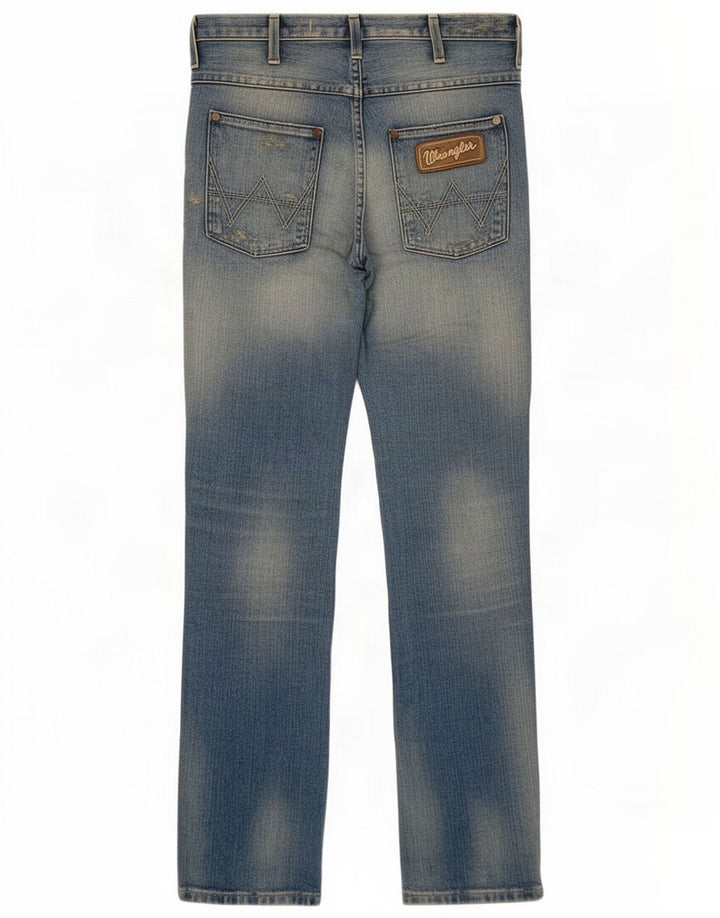 Blagi drepte învechiți Wrangler pentru bărbați W29 L32 Blue Patchwork Bumbac