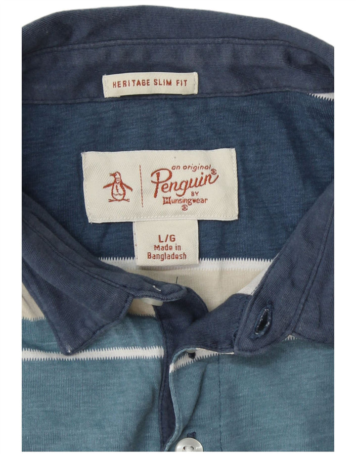 PENGUIN Tricou polo pentru bărbați Heritage Slim Fit, mare, albastru, bloc de culoare