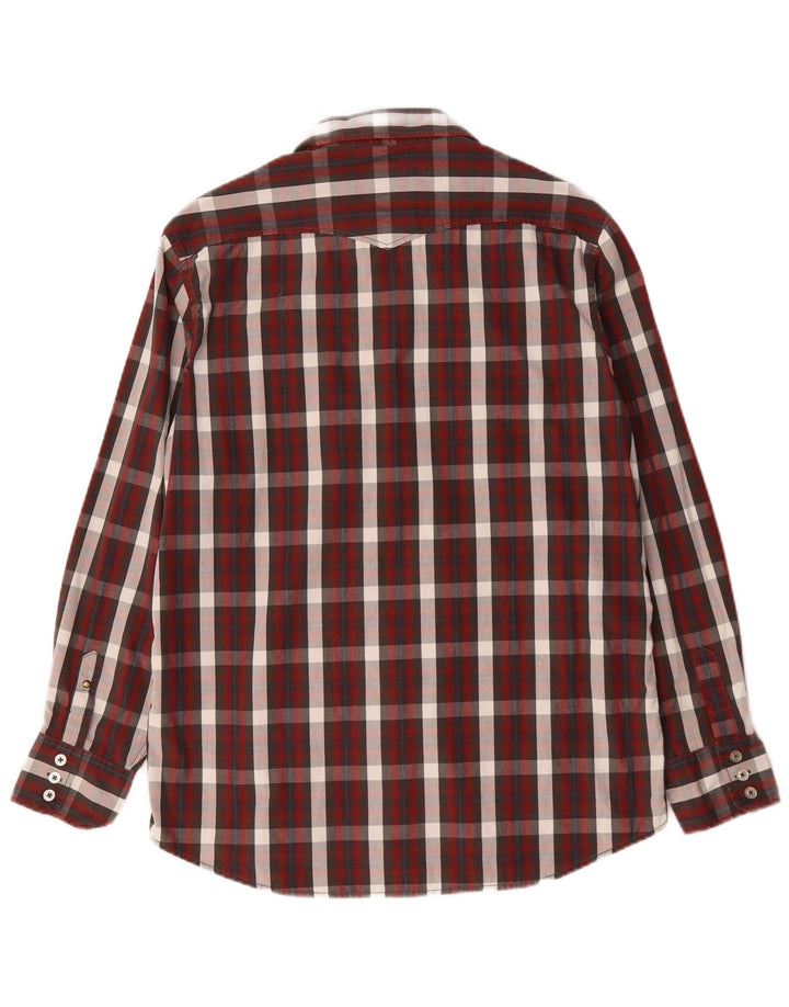 Cămașă Jack & Jones bărbătească mare din bumbac cu carouri burgundă