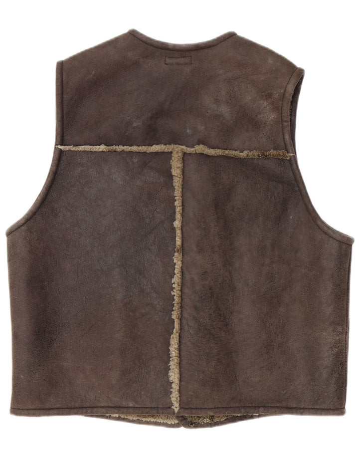 Gilet închis pentru bărbați din shearling XL maro