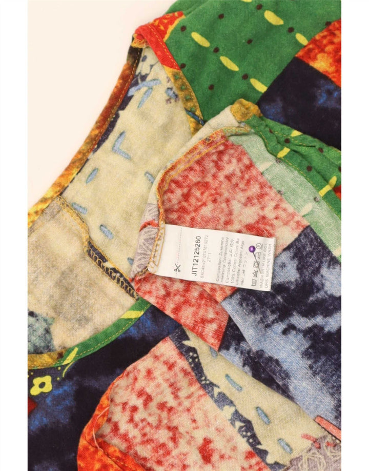 Bluză vintage pentru femei UK 16 mare, multicolor, mozaic din bumbac