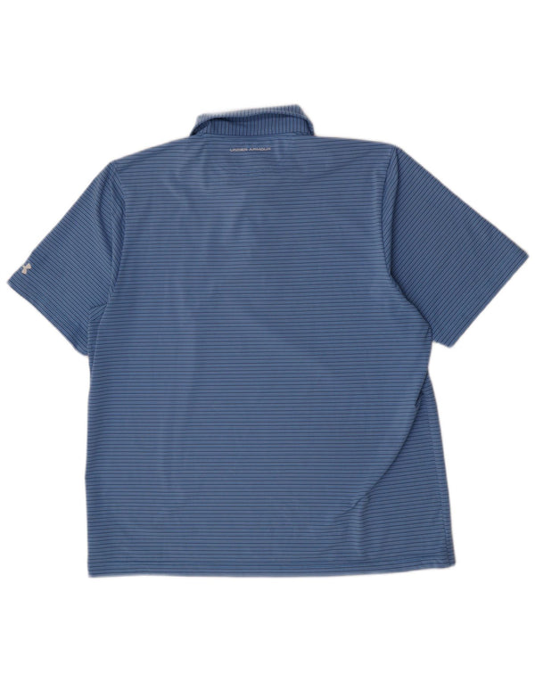 Tricou polo Under Armour pentru bărbați Heat Gear XL, poliester cu dungi, albastru