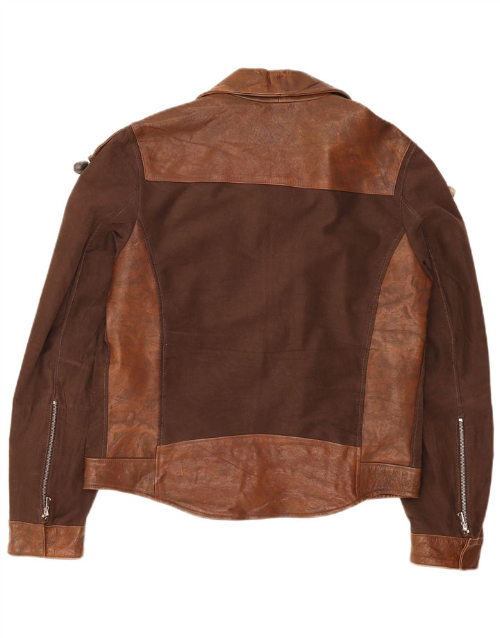 Jachetă de piele vintage pentru femei UK 20 2XL maro