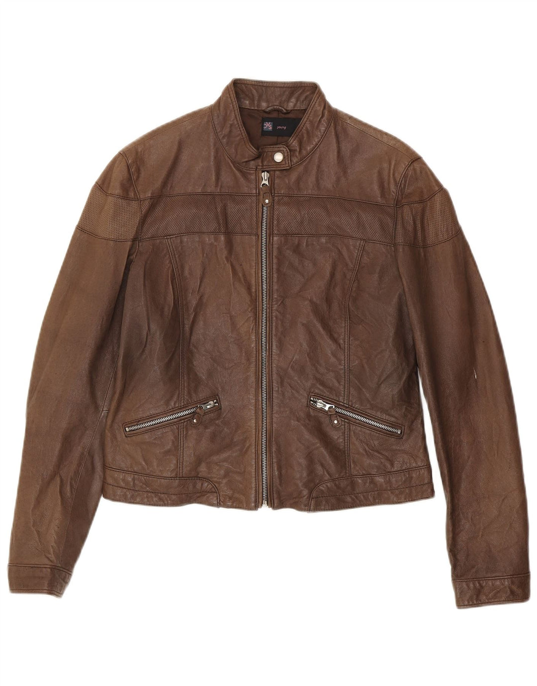 Geaca Biker din piele pentru fete OVS 13-14 ani piele maro
