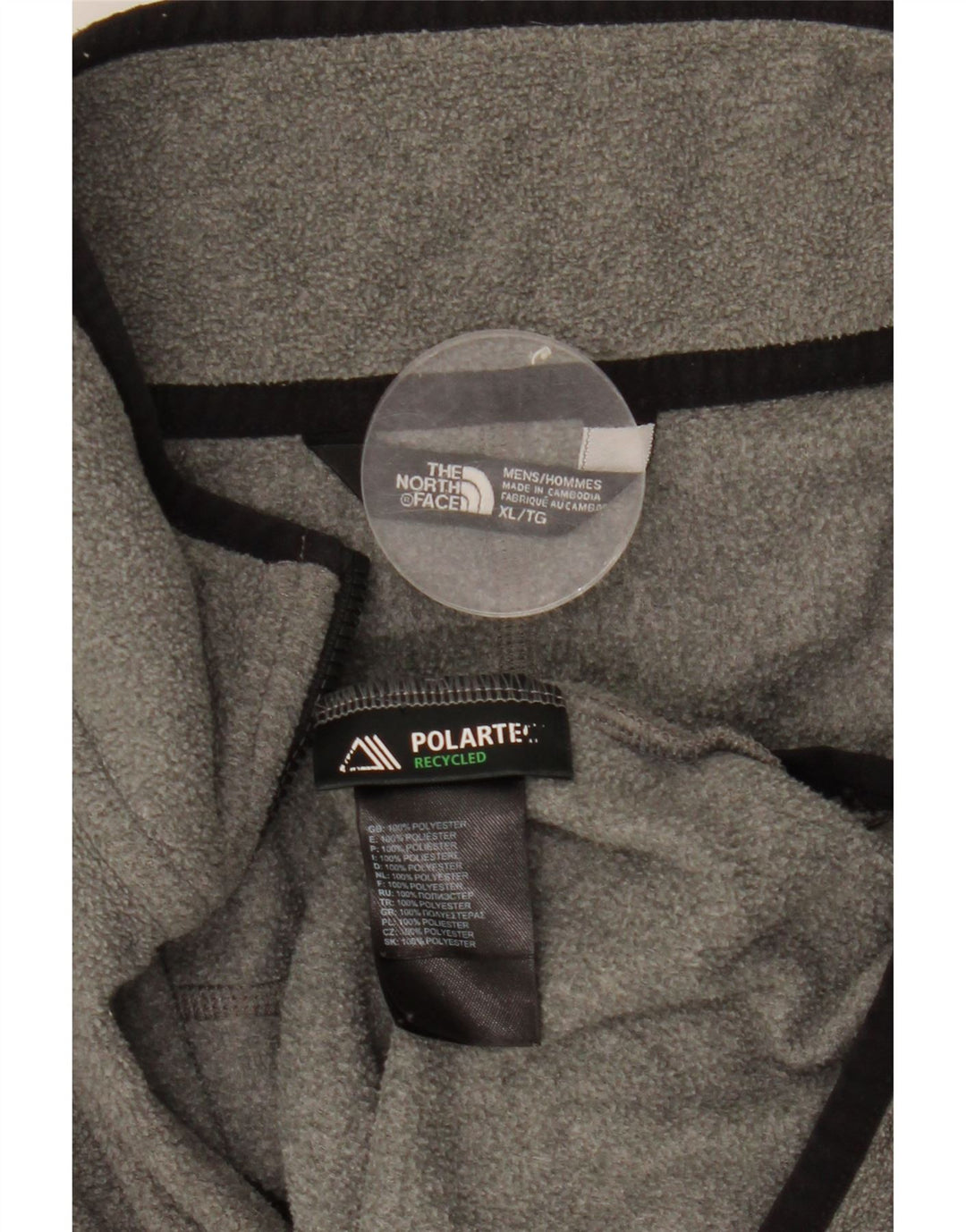Pulover pentru bărbați The North Face, cu fermoar și gât, poliester XL, gri