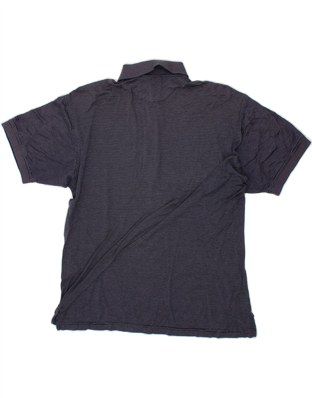IZOD Mens Polo Shirt Medium Navy Blue Pinstripe Cotton Vintage Izod and Second-Hand Izod from Messina Hembry 