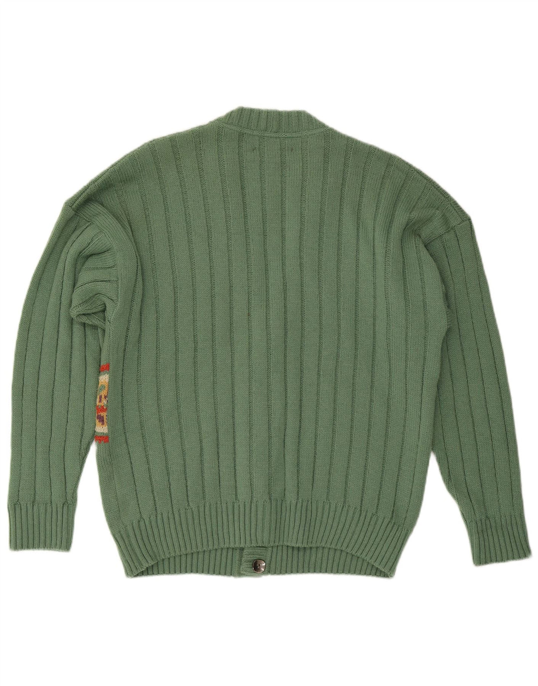 Pulover cardigan pentru bărbați VINTAGE IT 50 Lână geometrică verde medie