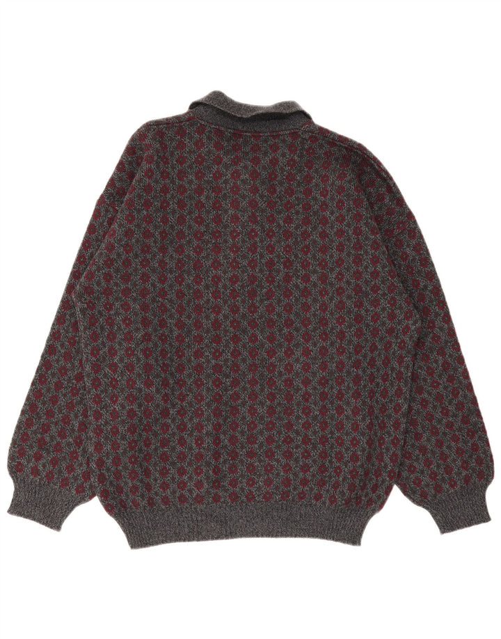 Pulover Viky Tricot pentru bărbați cu gât polo IT 50 Medium Gri Geometric