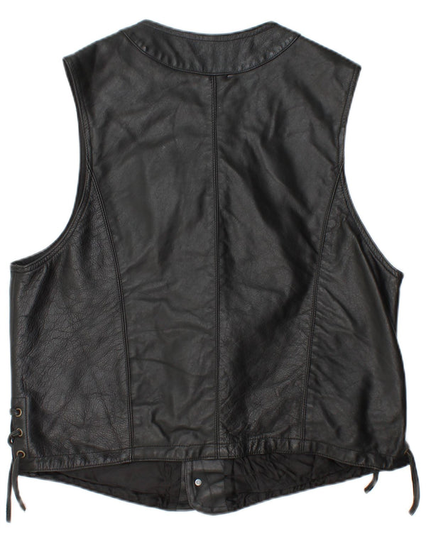 Gilet din piele vintage pentru bărbați UK 42 XL din piele neagră