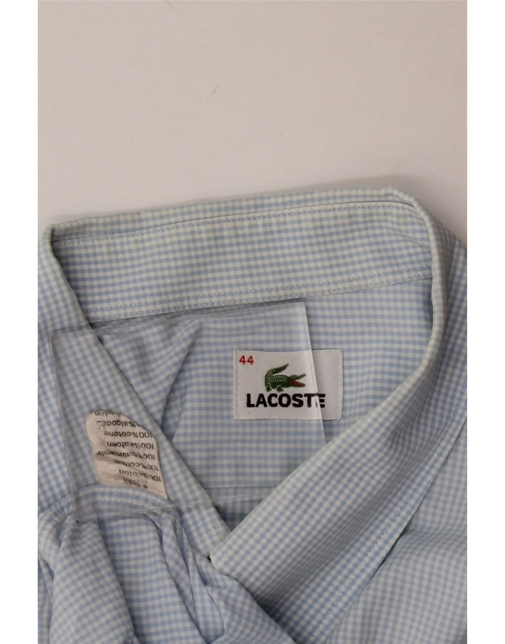 LACOSTE Mens Shirt Size 44 XL Blue Gingham Cotton