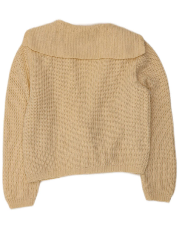 Pulover cardigan crop BENETTON pentru femei IT 46 Lână albă mare