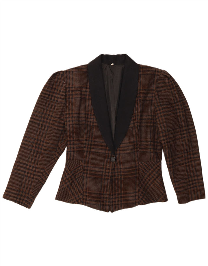 Blazer Vintage pentru femei cu 1 nasture IT 46 Maro Houndstooth