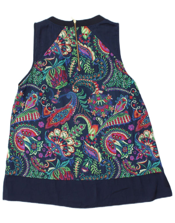 Bluză fără mâneci cu grafică Desigual pentru femei UK 10 Small Paisley bleumarin