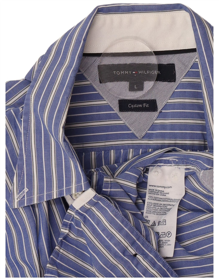 Cămașă personalizată pentru bărbați Tommy Hilfiger, bumbac mare cu dungi albastre
