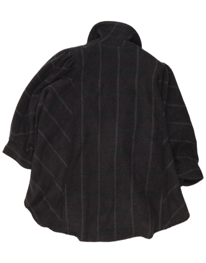 Poncho vintage pentru femei, mărime unica, gri cu dungi acrilice