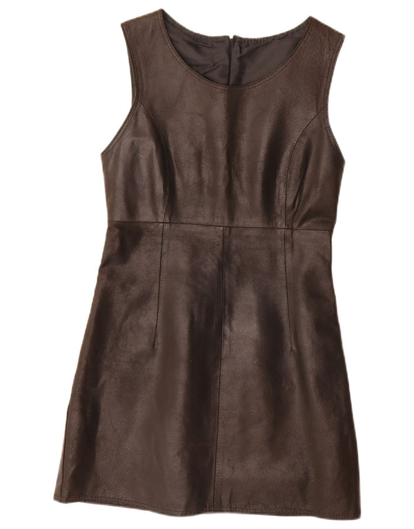 Rochie vintage din piele fără mâneci pentru femei IT 42 Medium Black