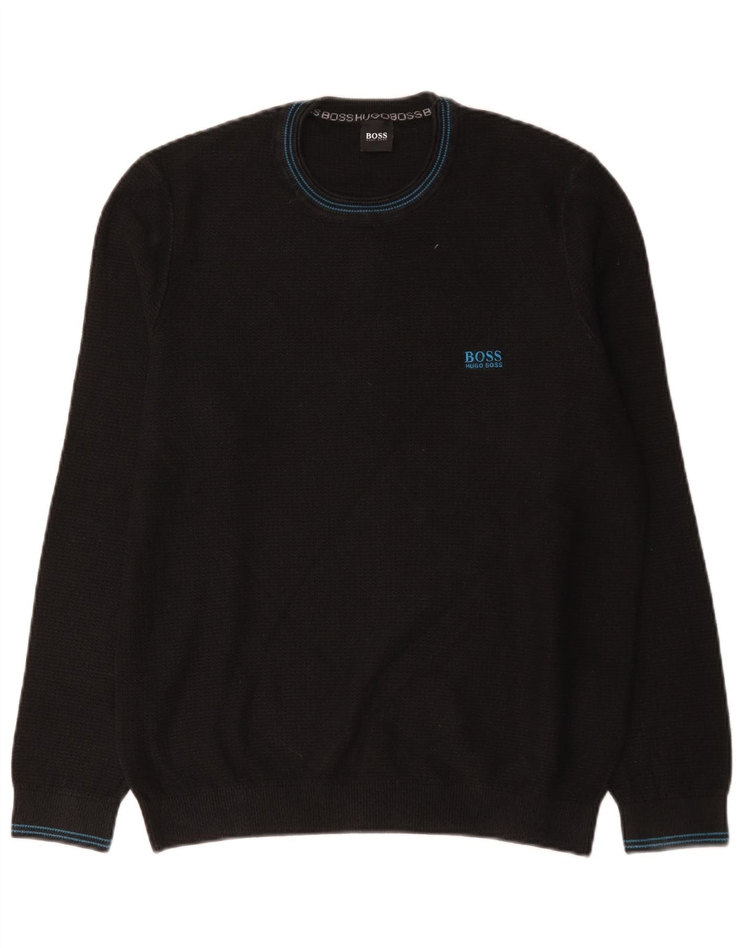 Pulover Hugo Boss pentru bărbați, cu gât crew, bumbac mare, negru