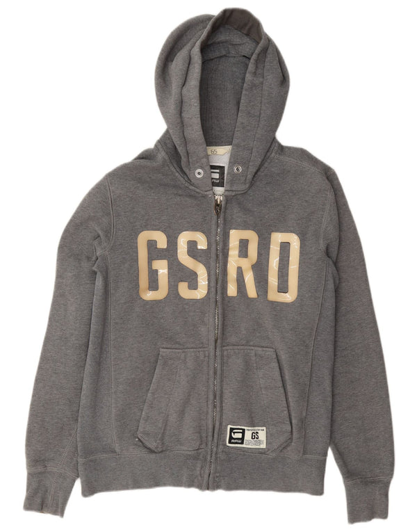 G-Star Mens Graphic Zip Hoodie Sweater Medium Grey Cotton
