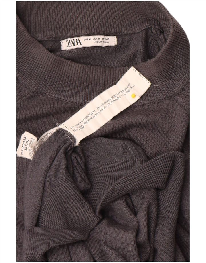 Pulover pentru bărbați Zara, cu gât crew, viscoză, gri mediu