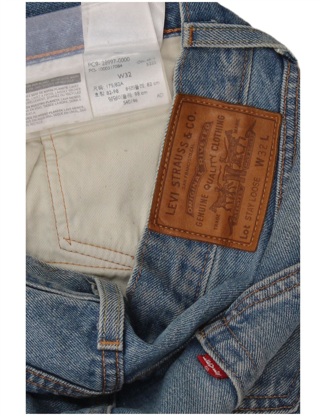 Blugi largi tăiați pentru bărbați Levi's W32 L26 bumbac albastru