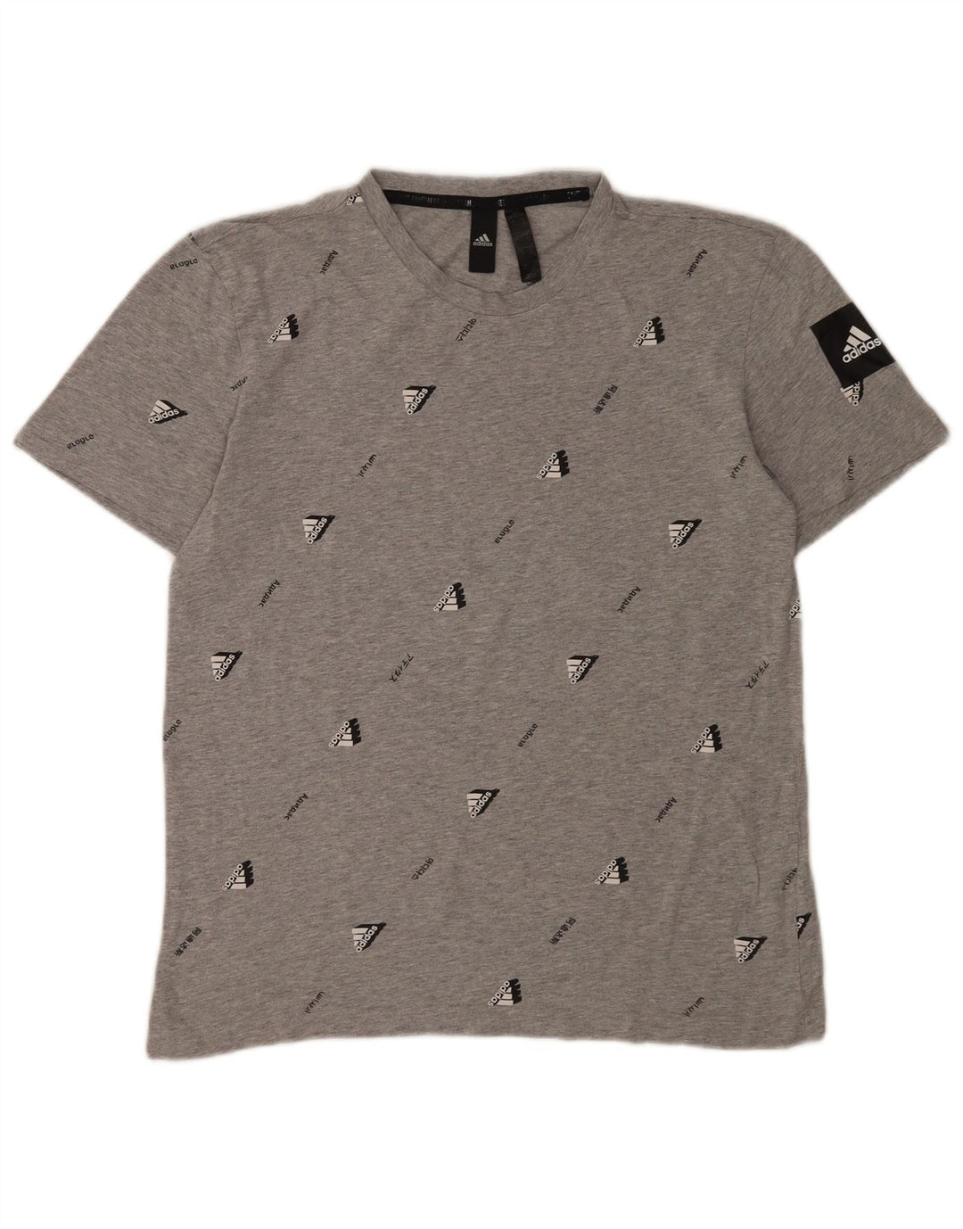 Tricou grafic ADIDAS pentru bărbați Top din bumbac gri mediu