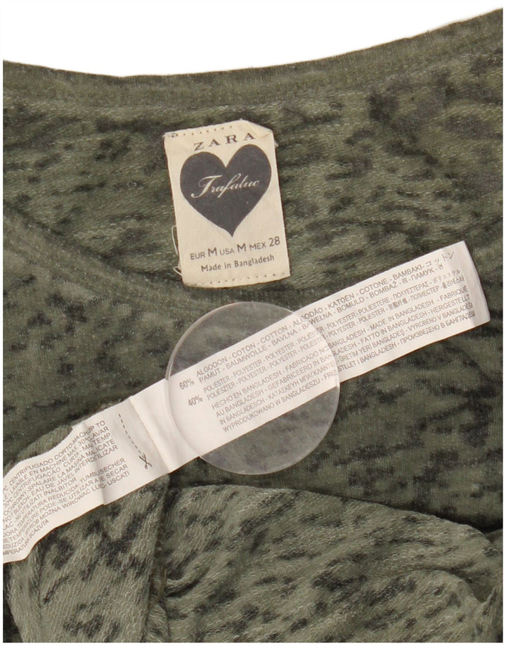 Top supradimensionat ZARA pentru femei cu mânecă lungă UK 14 Medium Kaki Flecked