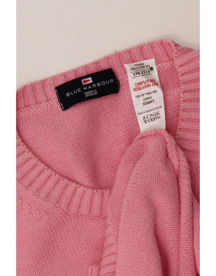 Marks & Spencer Pulover pentru bărbați Blue Harbour cu decolteu rotund, mare, roz
