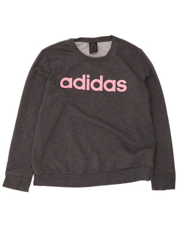 Pulover de hanorac grafic Adidas pentru femei UK 20/22 XL bumbac gri