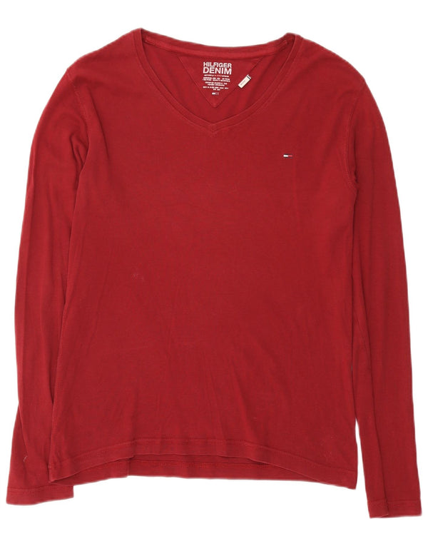 Top pentru bărbați Tommy Hilfiger cu mânecă lungă UK 14 Medium Burgundy Bumbac