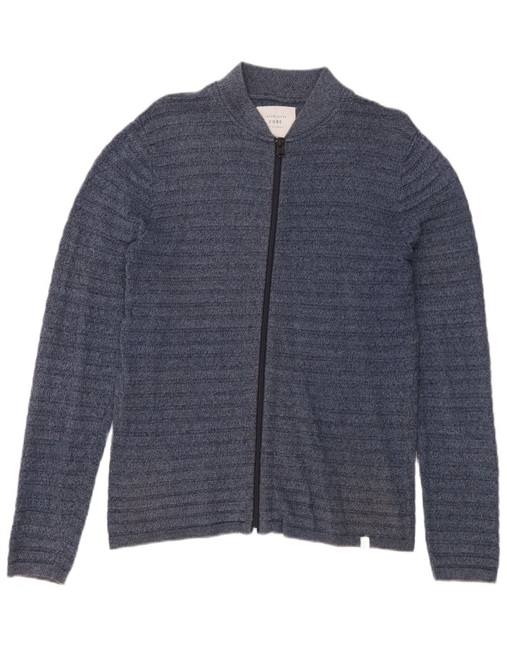 Pulover cardigan pentru bărbați Jack & Jones, cu dungi mici, bleumarin