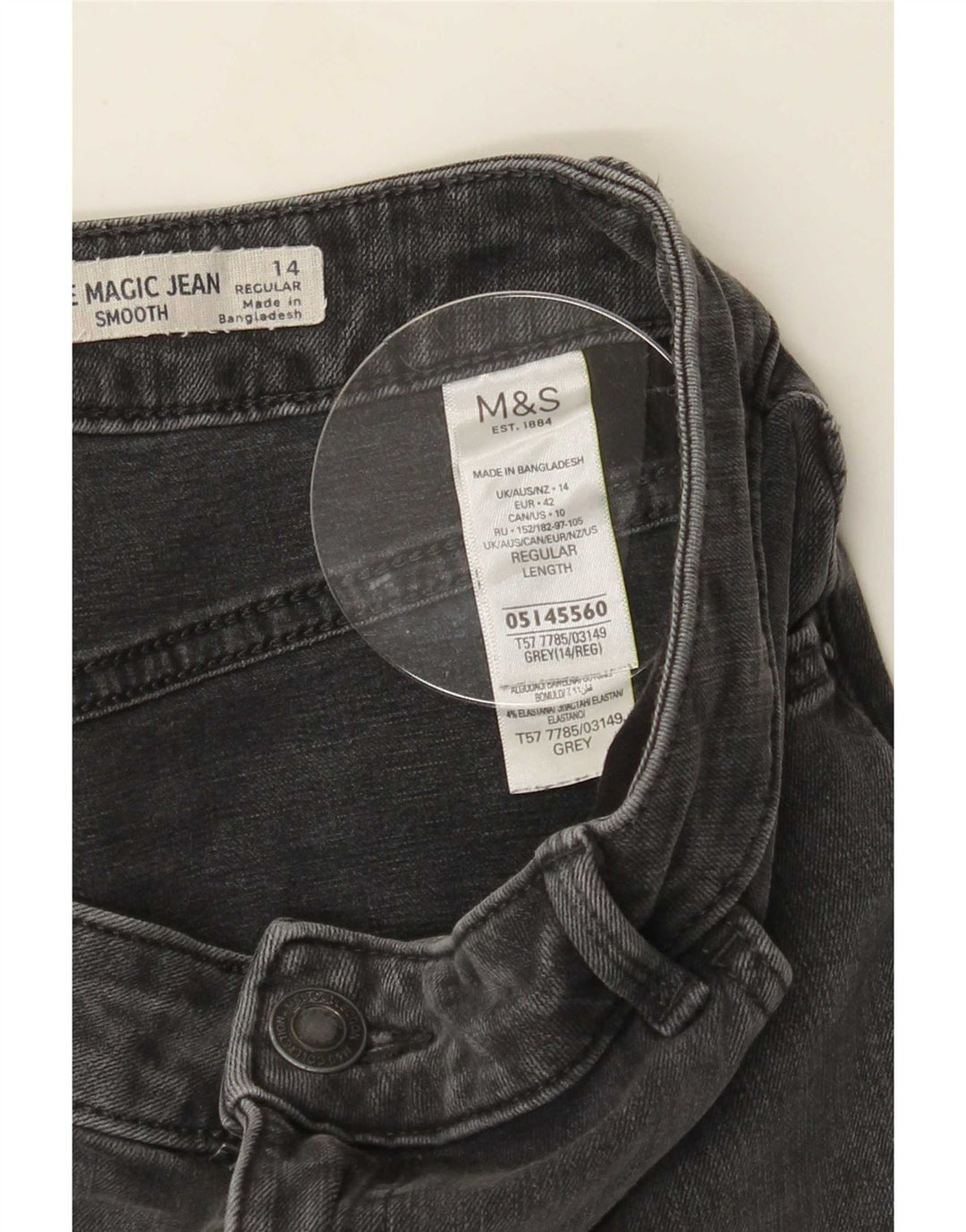 Blugi The Magic Slim pentru femei Marks & Spencer UK 14 Medium W30 L28 Gri