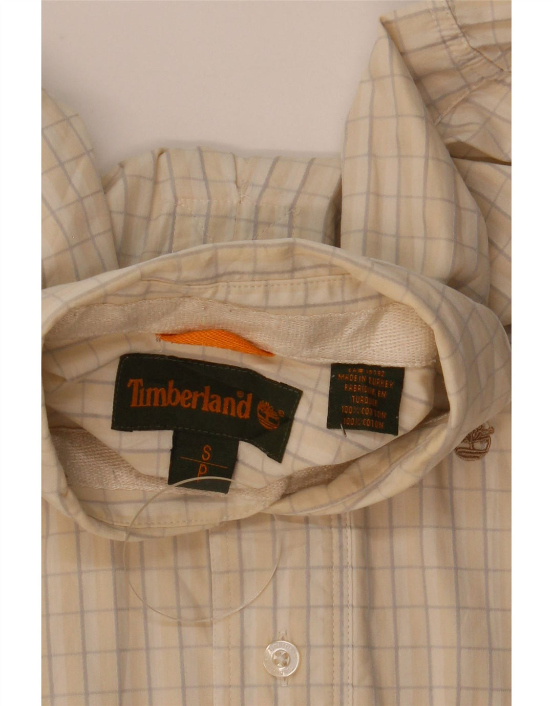 Cămașă pentru bărbați Timberland, bumbac cu carouri mici, bej