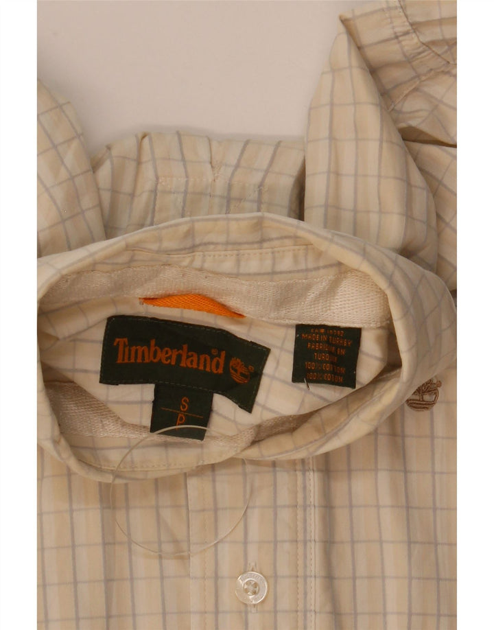 Cămașă pentru bărbați Timberland, bumbac cu carouri mici, bej