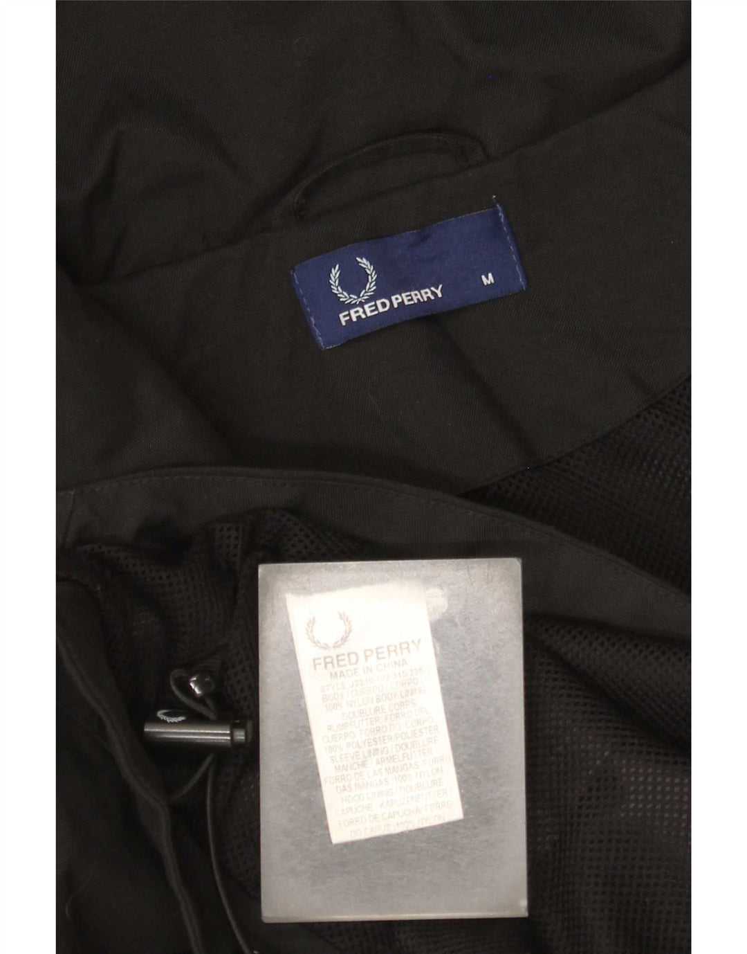 Jachetă de ploaie cu glugă pentru bărbați Fred Perry UK 38, nailon mediu negru