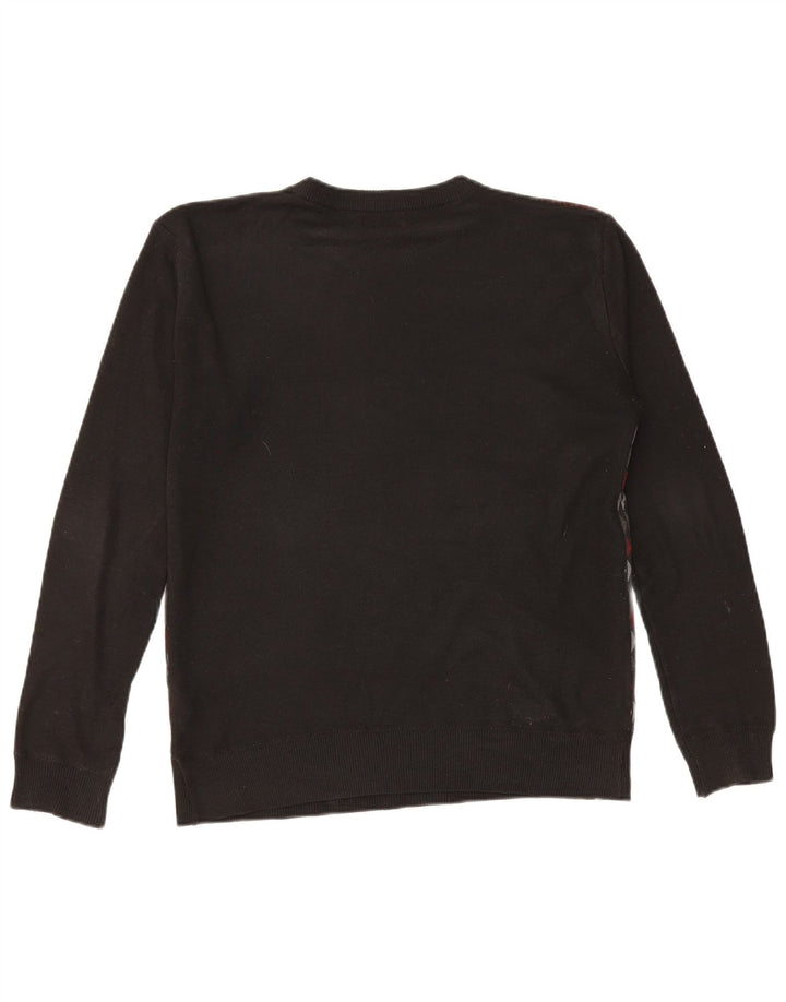 Pulover pentru bărbați Pierre Cardin, cu gât crew, poliester geometric mare, negru