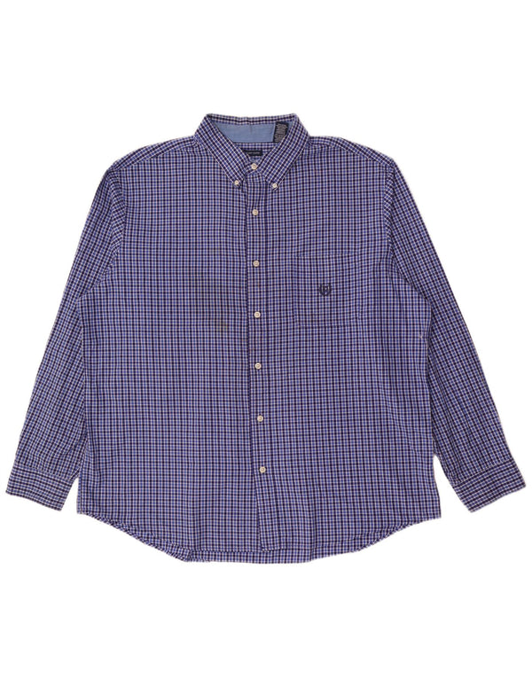 Cămașă pentru bărbați Chaps Easy Care 2XL, bumbac vichy albastru