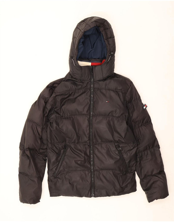 Jachetă căptușită cu glugă Tommy Hilfiger pentru bărbați UK 38 Poliester mediu negru