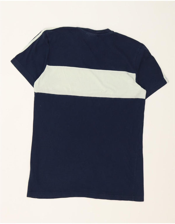 Adidas Mens Graphic T-Shirt Top Medium Navy Blue Colourblock Cotton