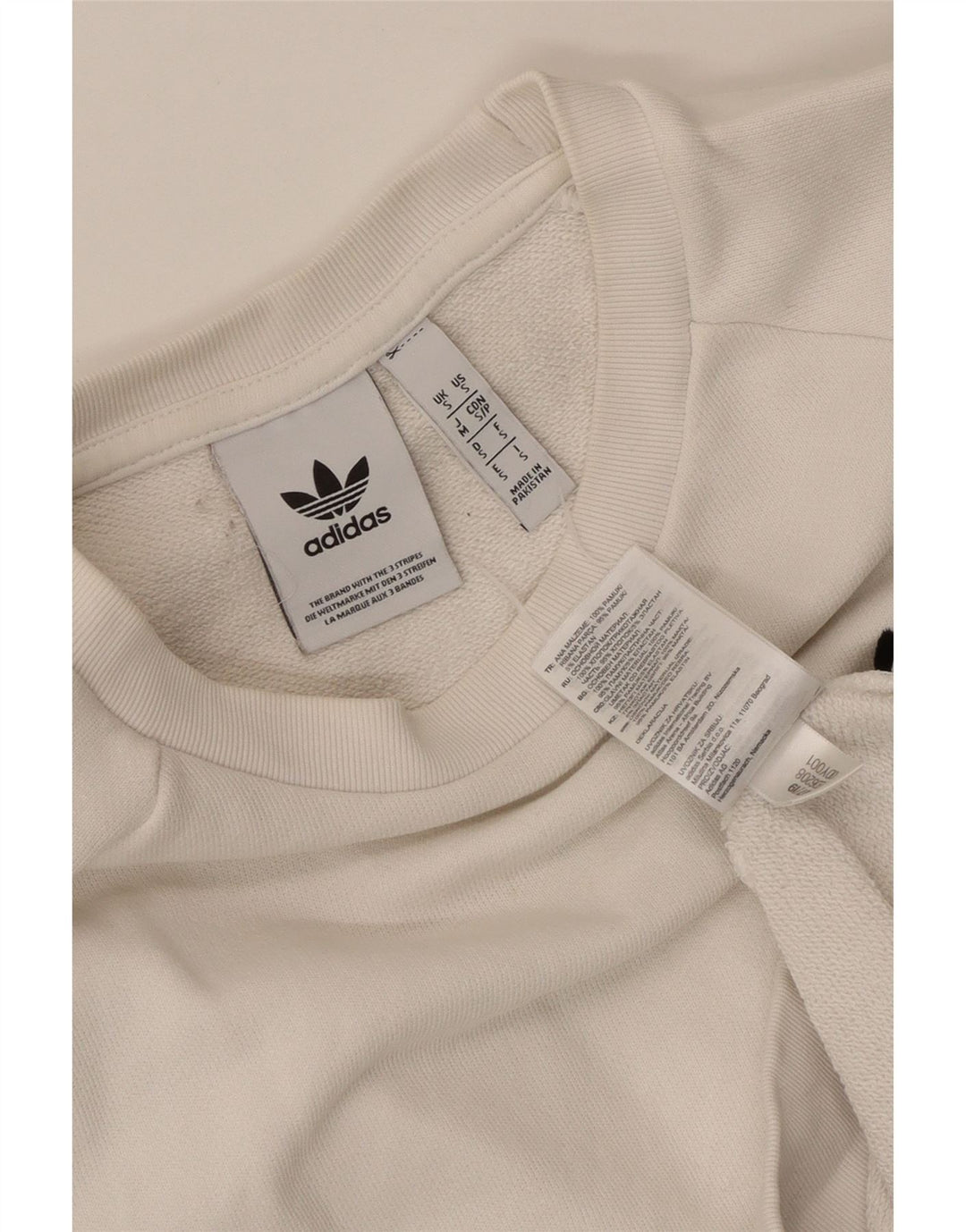 Pulover supradimensionat pentru femei Adidas UK 10 Bumbac alb mic