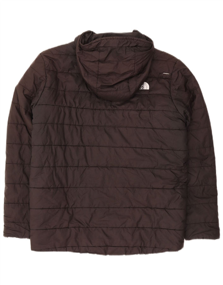 Jachetă căptușită cu glugă THE NORTH FACE pentru băieți 11-12 ani, neagră