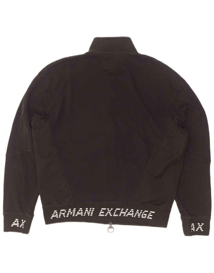 Jachetă de trening cu grafică pentru bărbați Armani Exchange, bumbac mediu negru