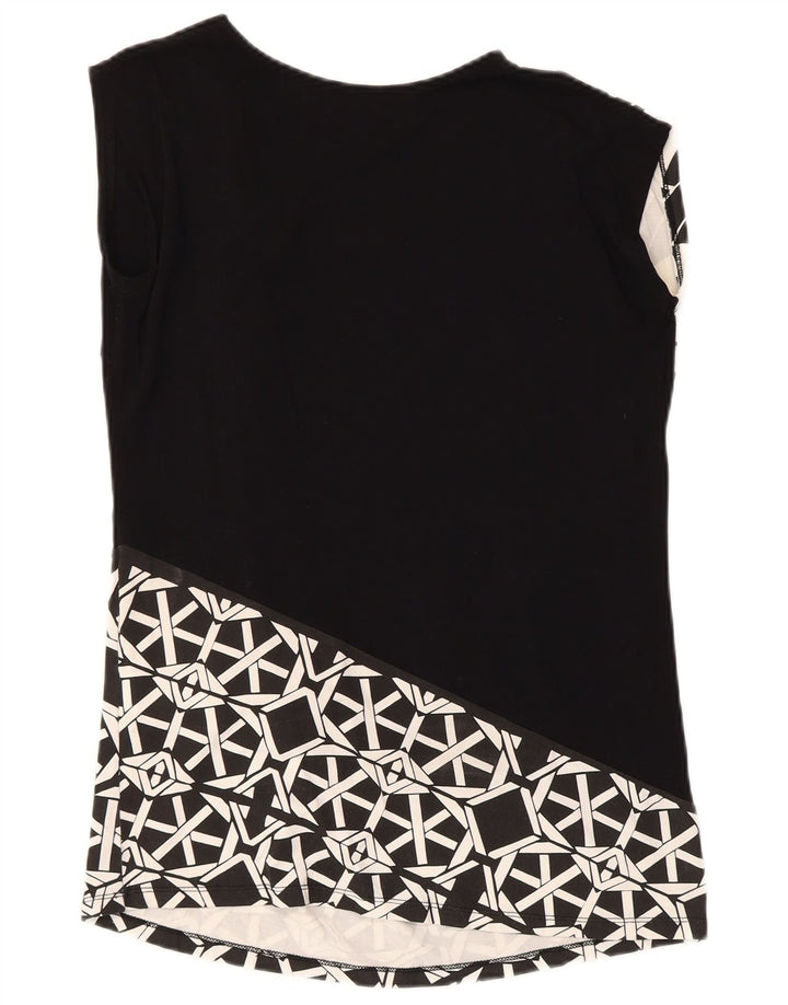 Desigual Womens Vest Top UK 14 Large Black Geometric Viscose