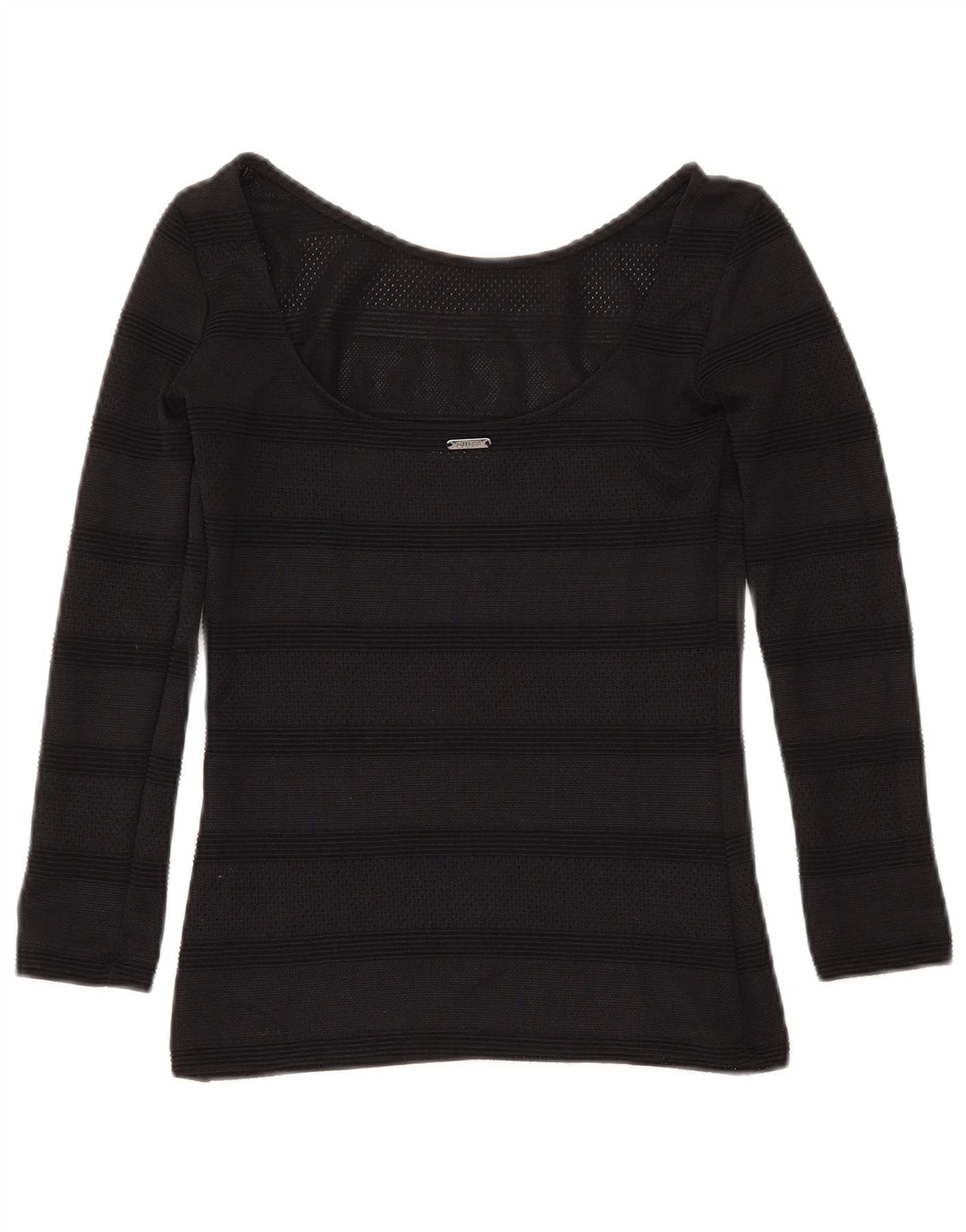 Pulover GUESS pentru damă, crop cu gât de barcă, UK 4 XS, cu dungi negre