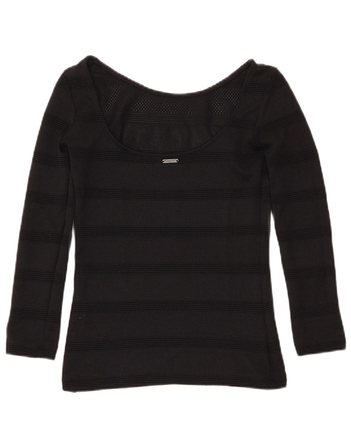 Pulover GUESS pentru damă, crop cu gât de barcă, UK 4 XS, cu dungi negre