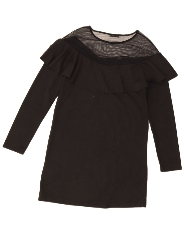 Rochie cu mânecă lungă Zara pentru femei UK 10 Poliester negru mic